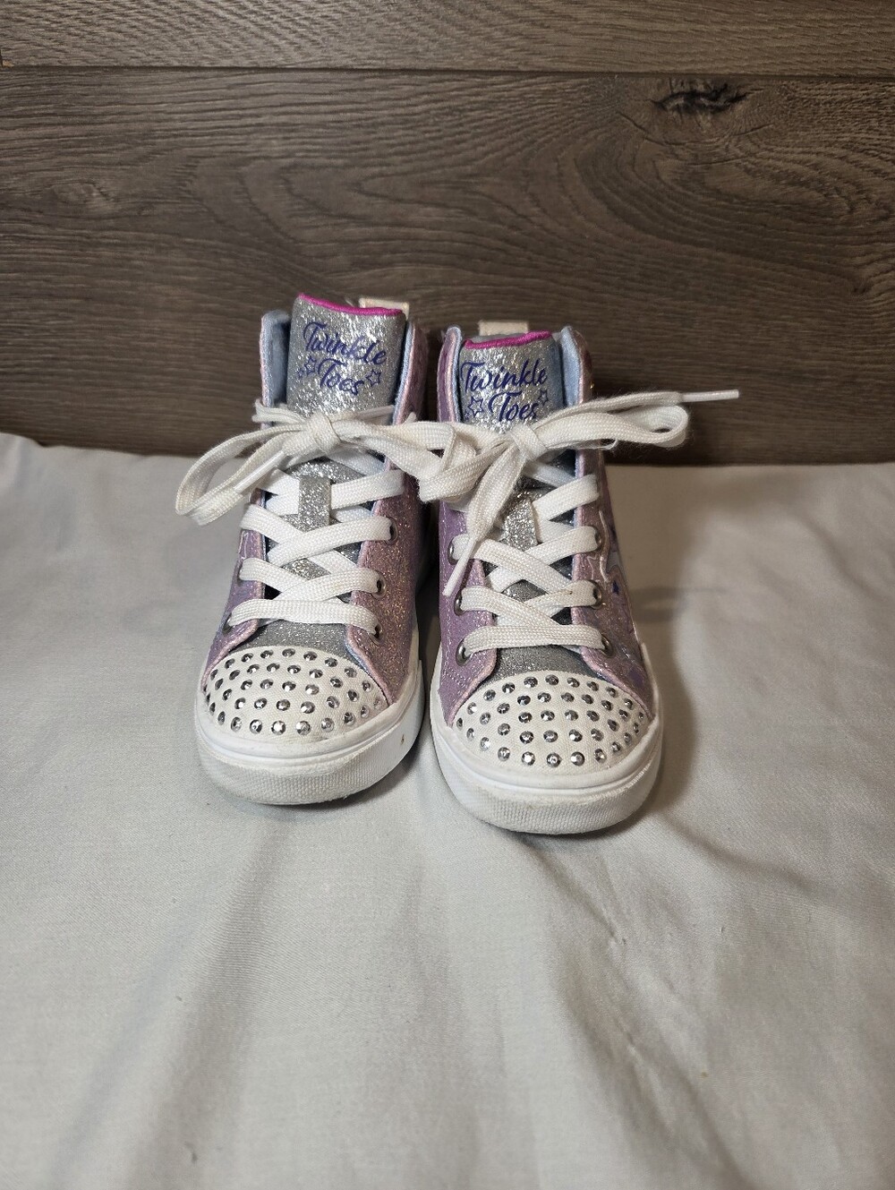 Girls' Pink Glitter High-Top Sneakers, Twinkle Toes By Skechers Size 11